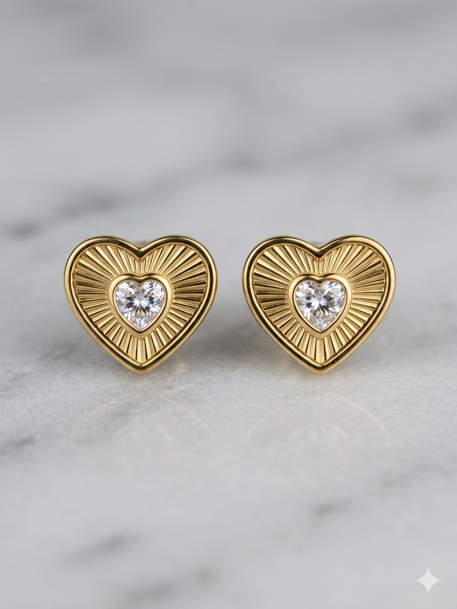 Classic Heart Solitaire Earrings