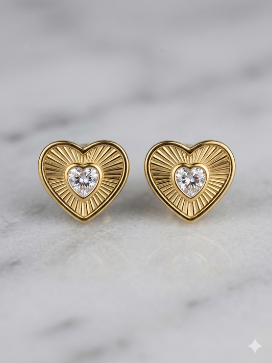 Classic Heart Solitaire Earrings