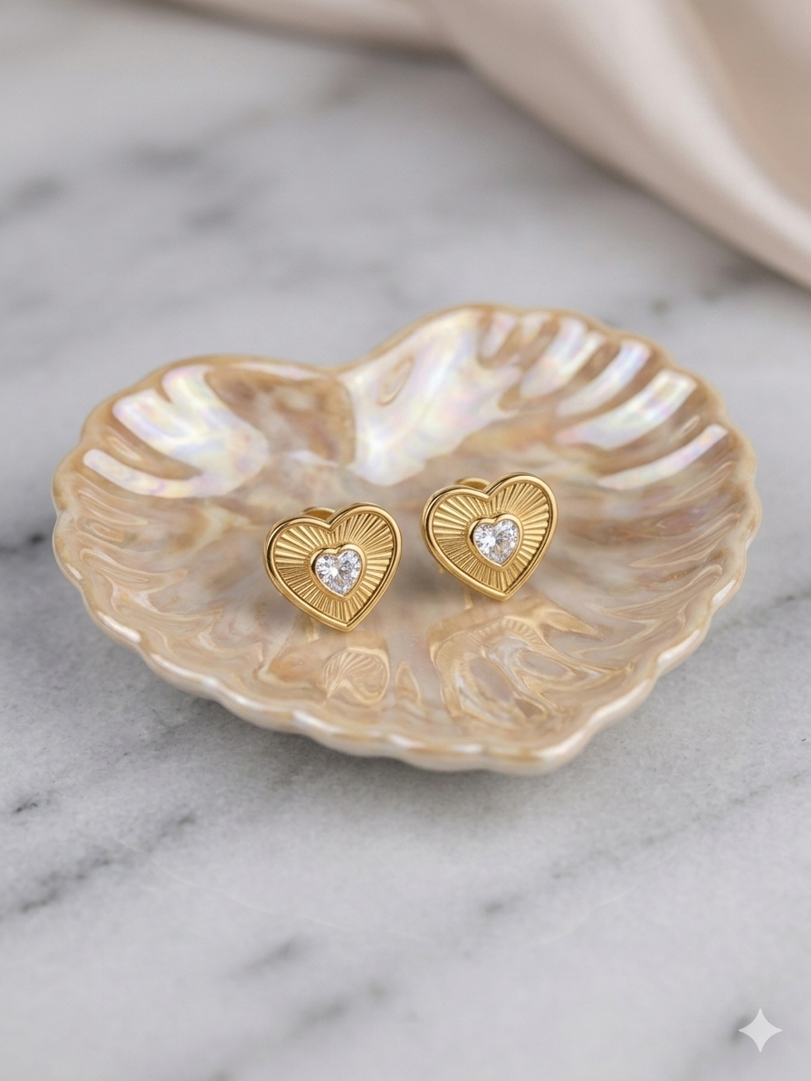 Classic Heart Solitaire Earrings
