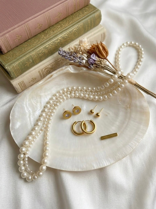 Minimal gold-toned stainless steel earrings set