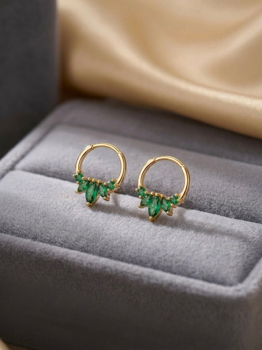 Minimal gold-toned emerald earrings