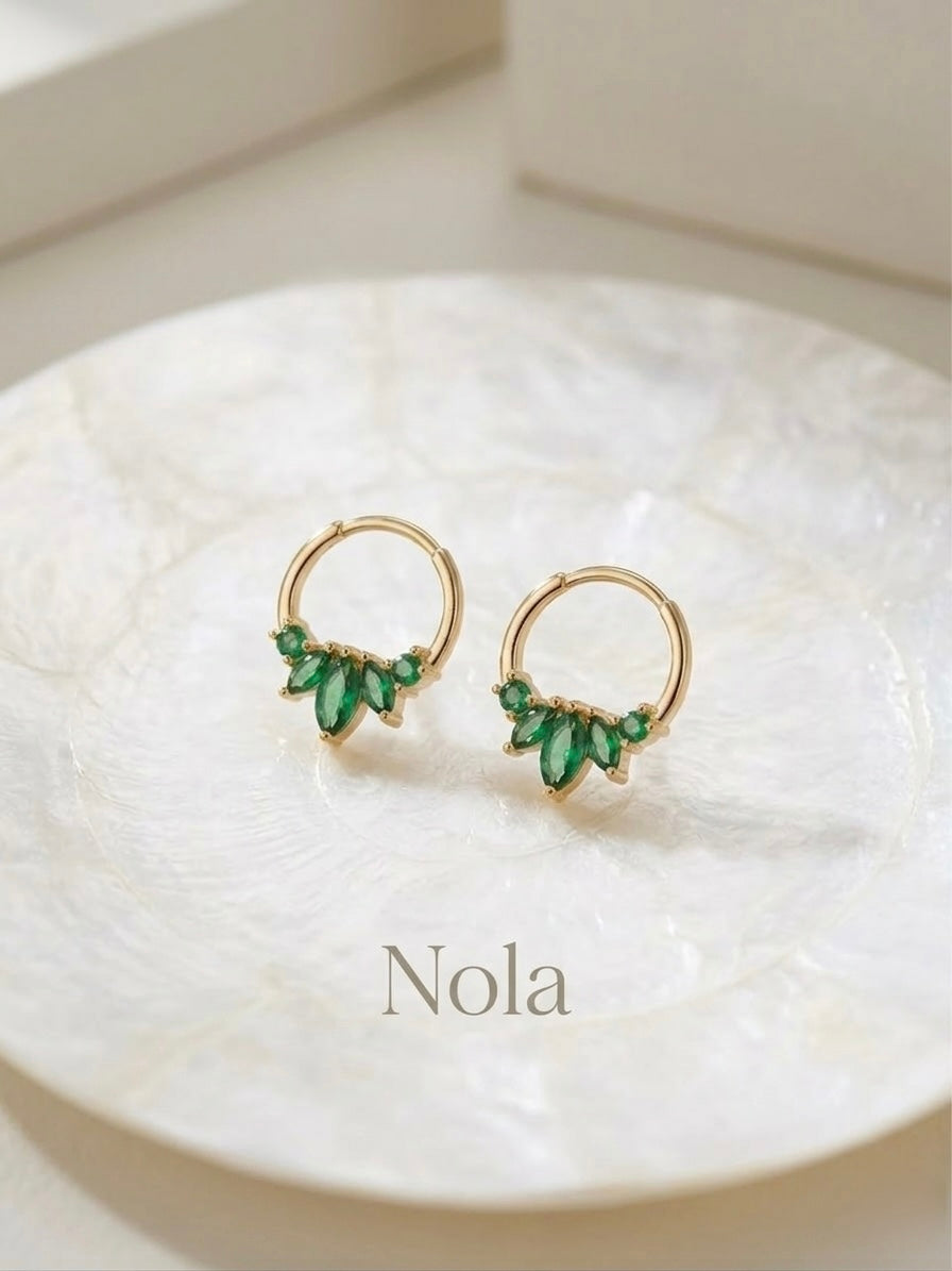 Minimal gold-toned emerald earrings