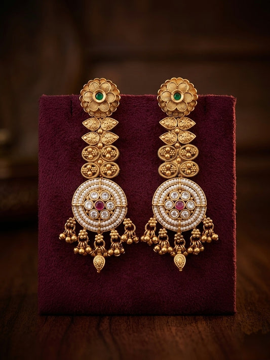 Heavy polki statement antique earrings