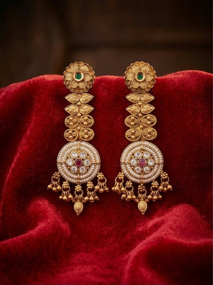 Heavy polki statement antique earrings