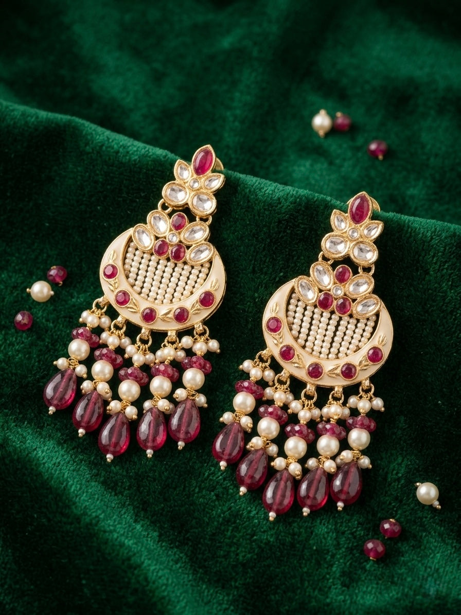 Heavy polki statement earrings