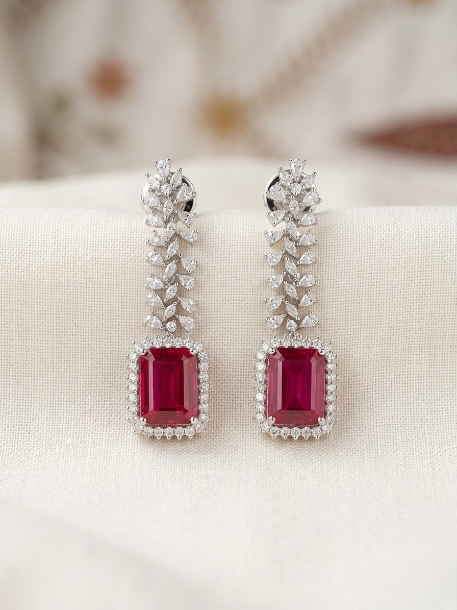 Elegant ruby centerpiece diamond necklace