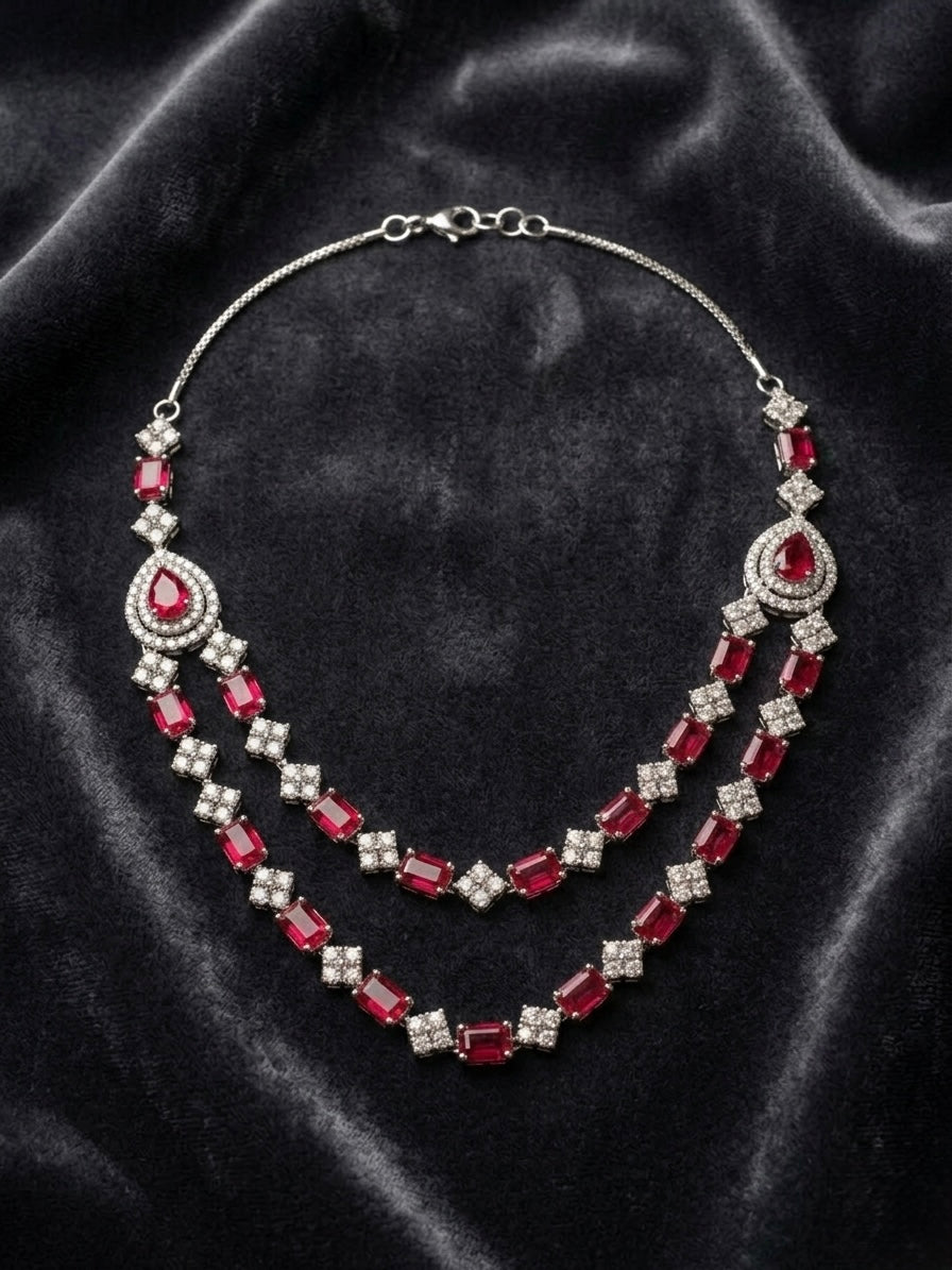 Elegant ruby diamond jewellery set