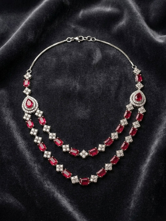 Elegant ruby diamond jewellery set