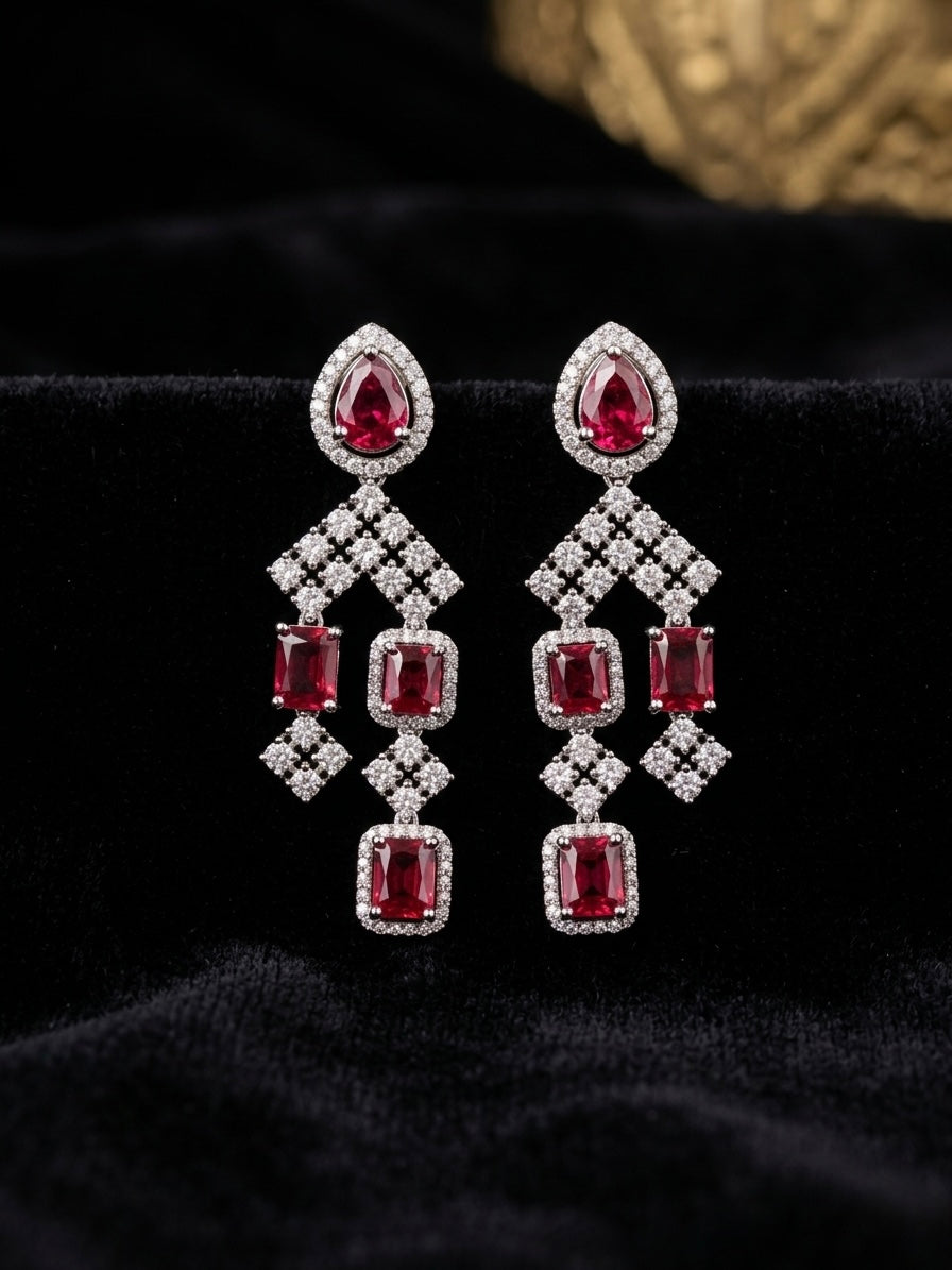 Elegant ruby diamond jewellery set