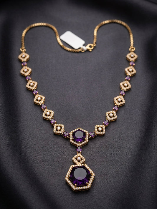 Vintage-inspired purple gemstone necklace