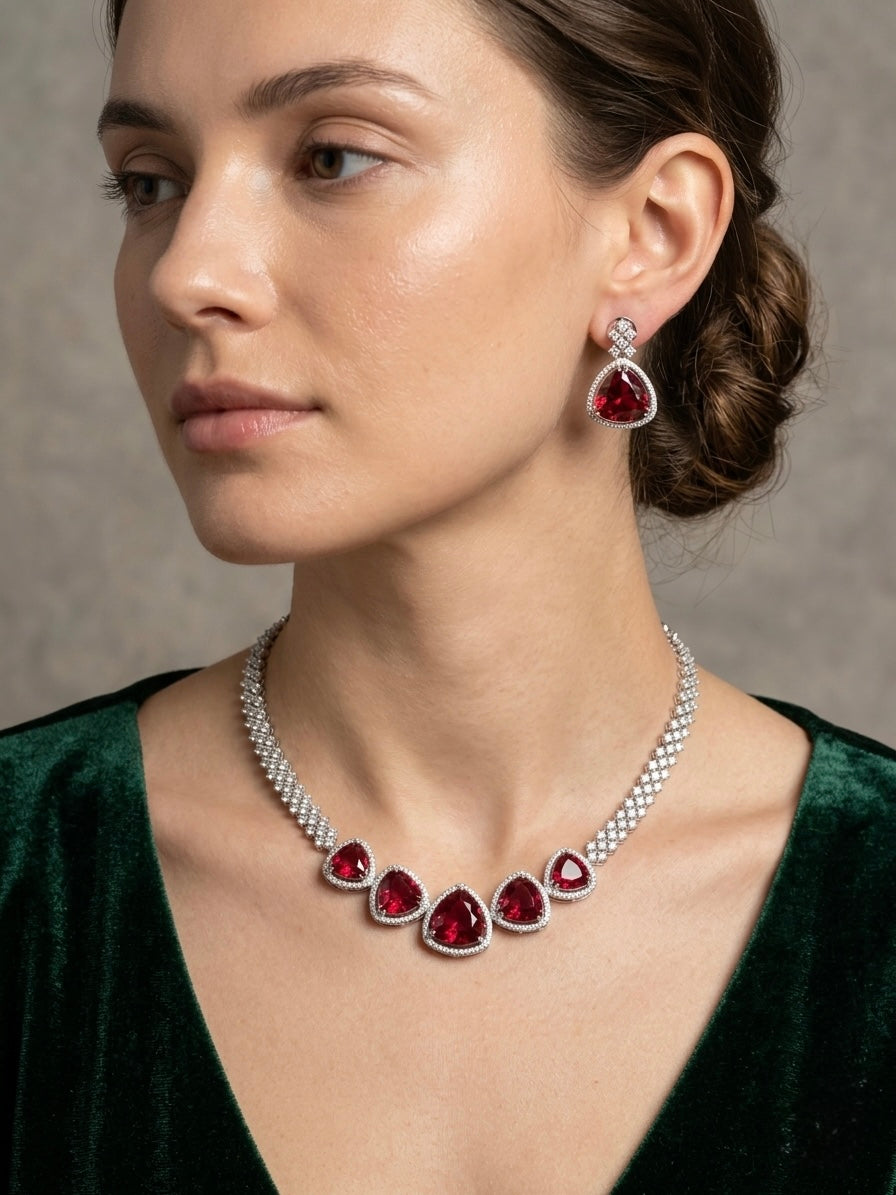 Premium ruby diamond festive set
