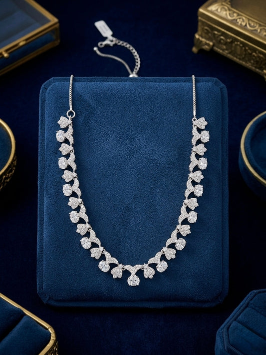 Elegant diamond necklace and earrings set
