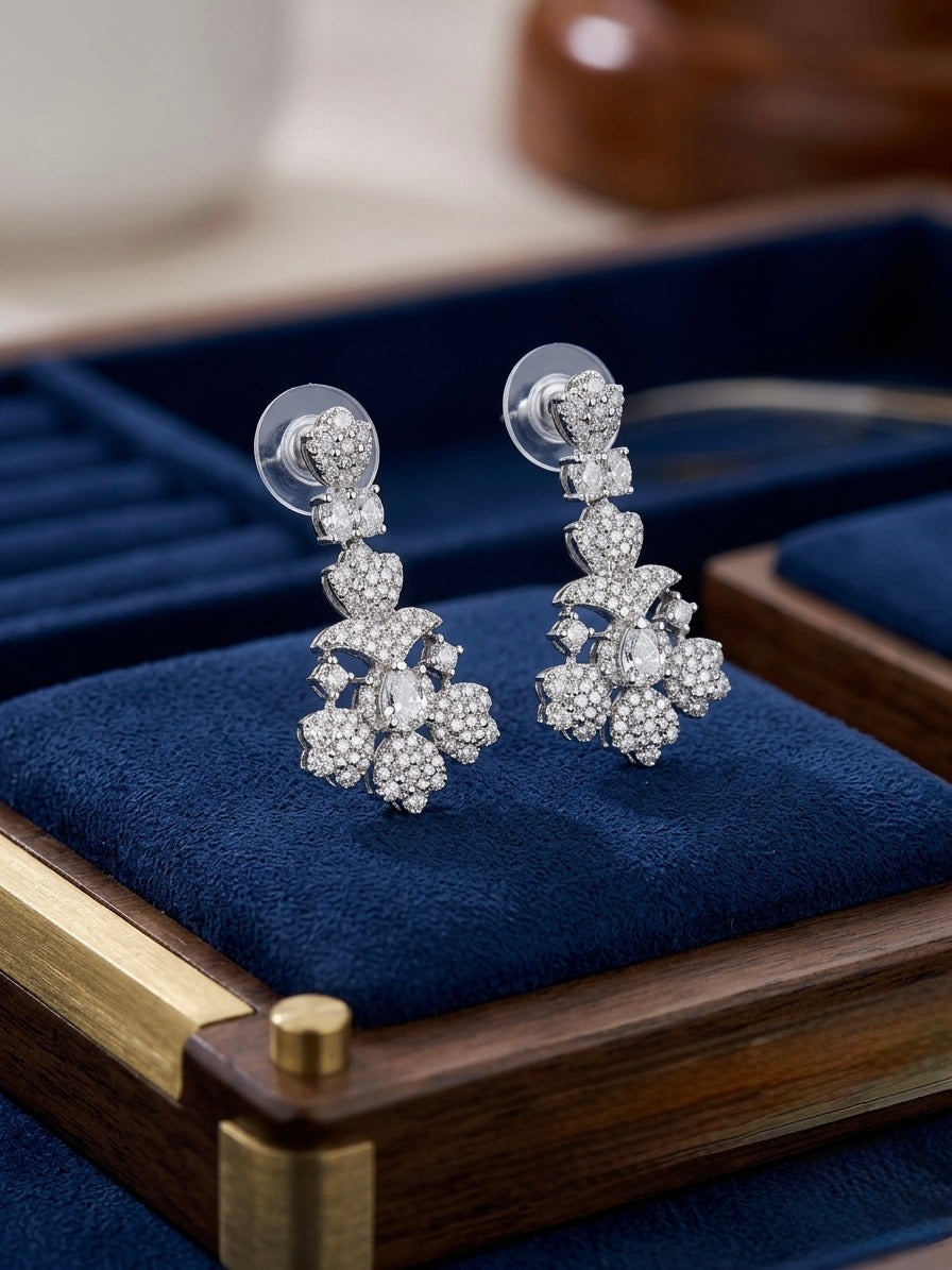 Elegant diamond necklace and earrings set