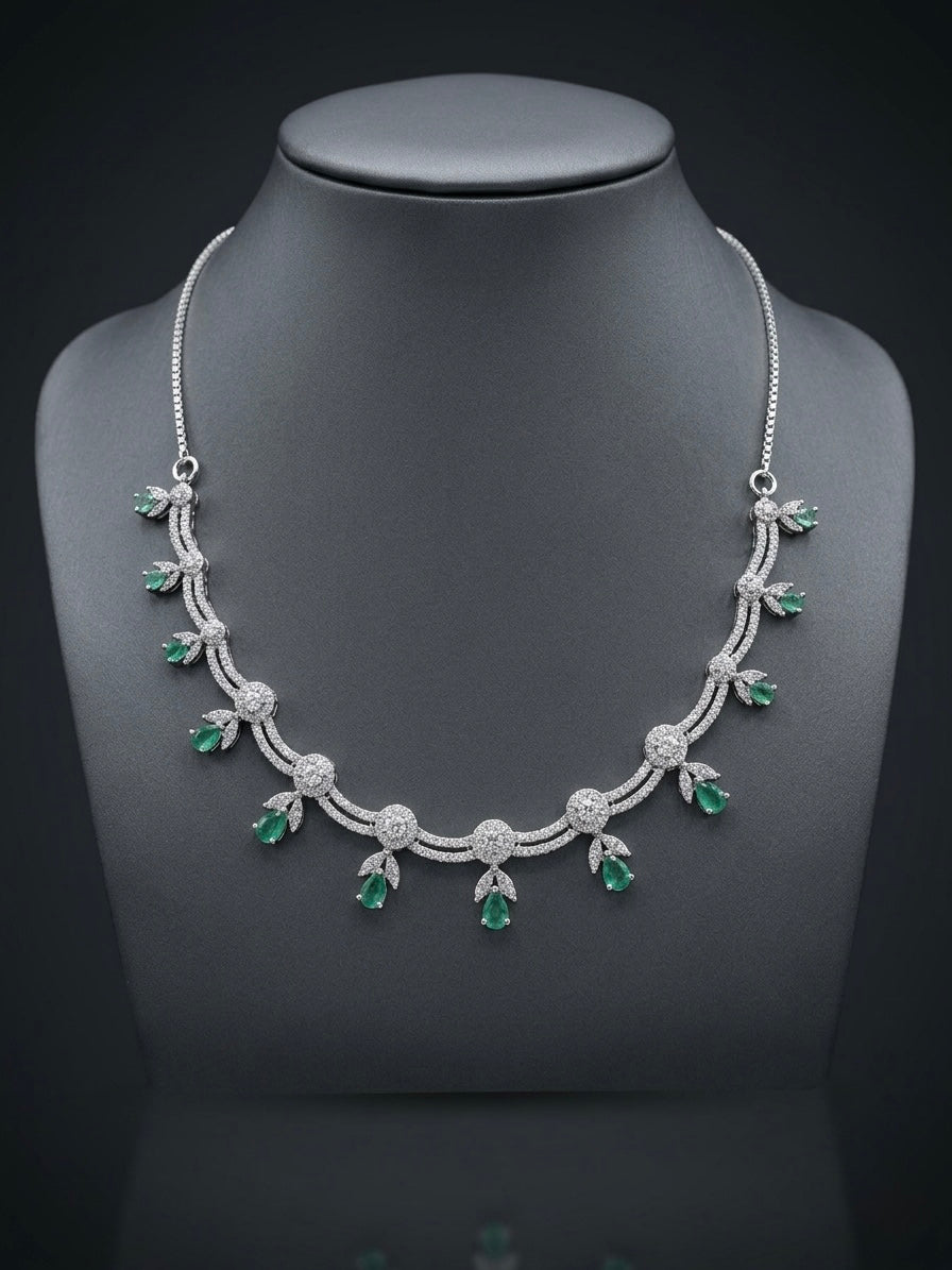 Graceful diamond necklace earring set