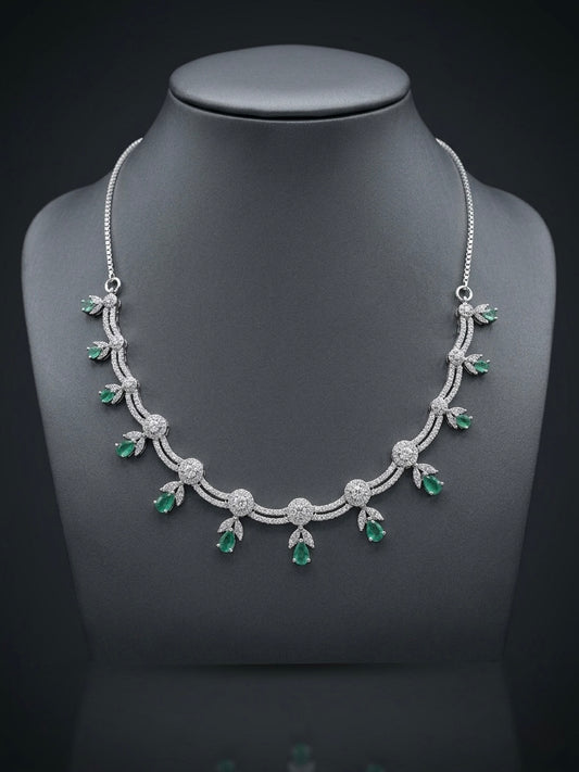 Graceful diamond necklace earring set