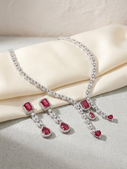 Luxury ruby diamond necklace set