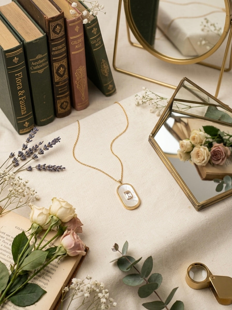 White Oval Stone Pendant