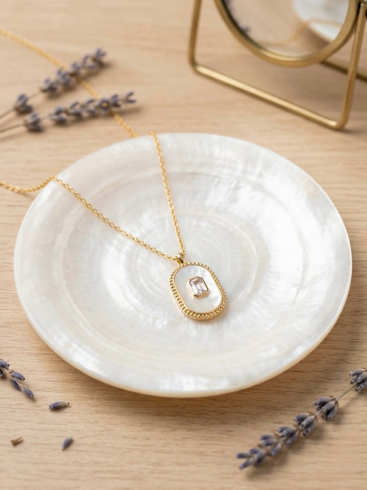 White Oval Stone Pendant
