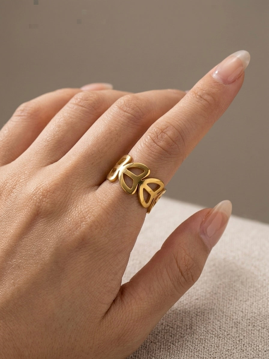 Modern cutout design gold ring