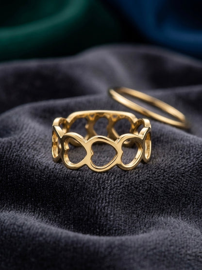 Modern cutout heart design gold ring