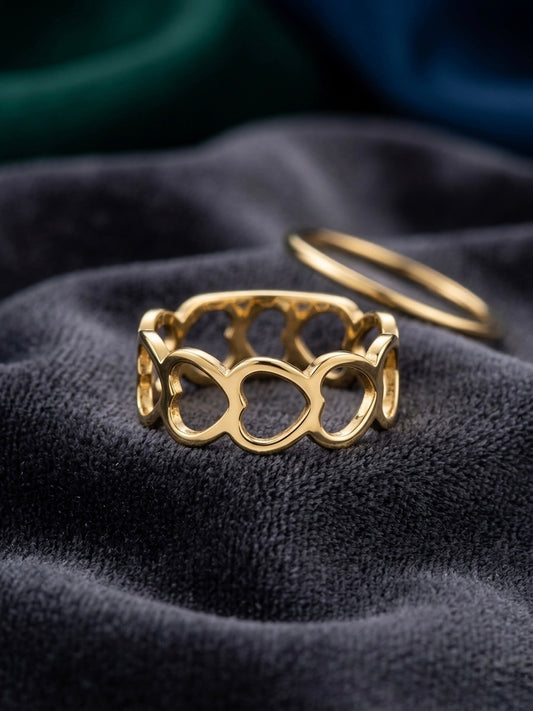 Modern cutout heart design gold ring