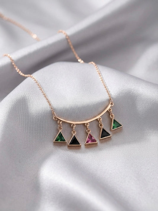 Dainty geometric necklace with colorful charms