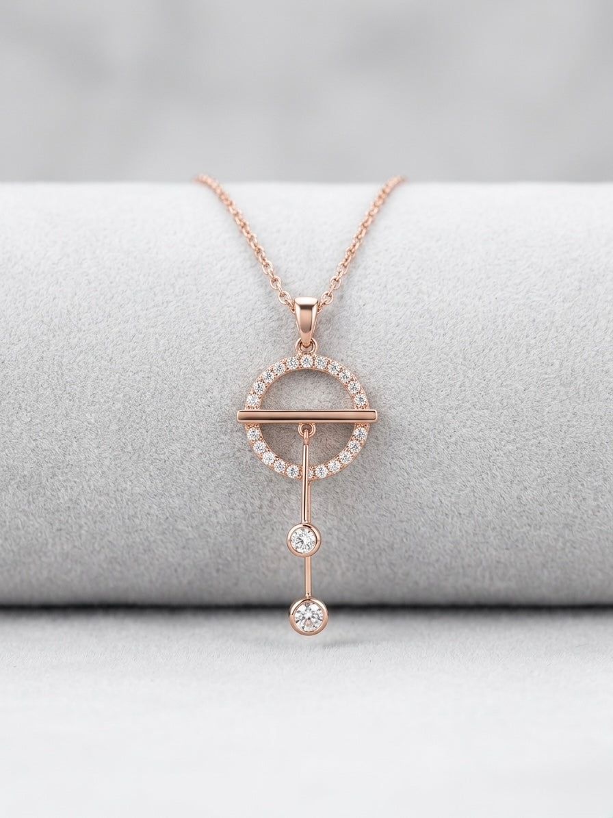 Chic geometric rose gold drop necklace