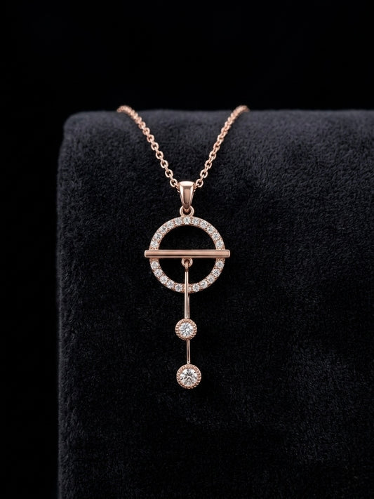 Chic geometric rose gold drop necklace