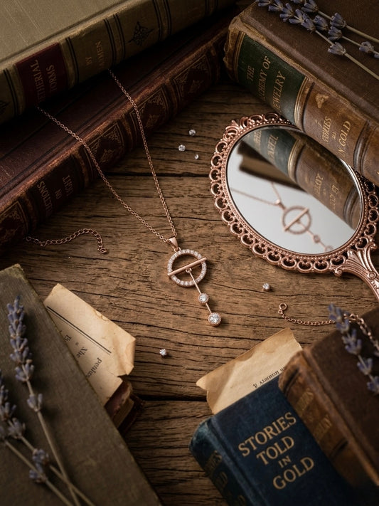 Chic geometric rose gold drop necklace