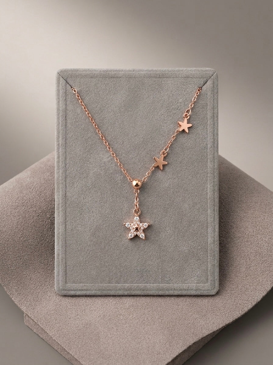 Celestial rose gold multi-star necklace