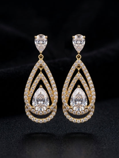 Luxury gold pear cut statement earrings.