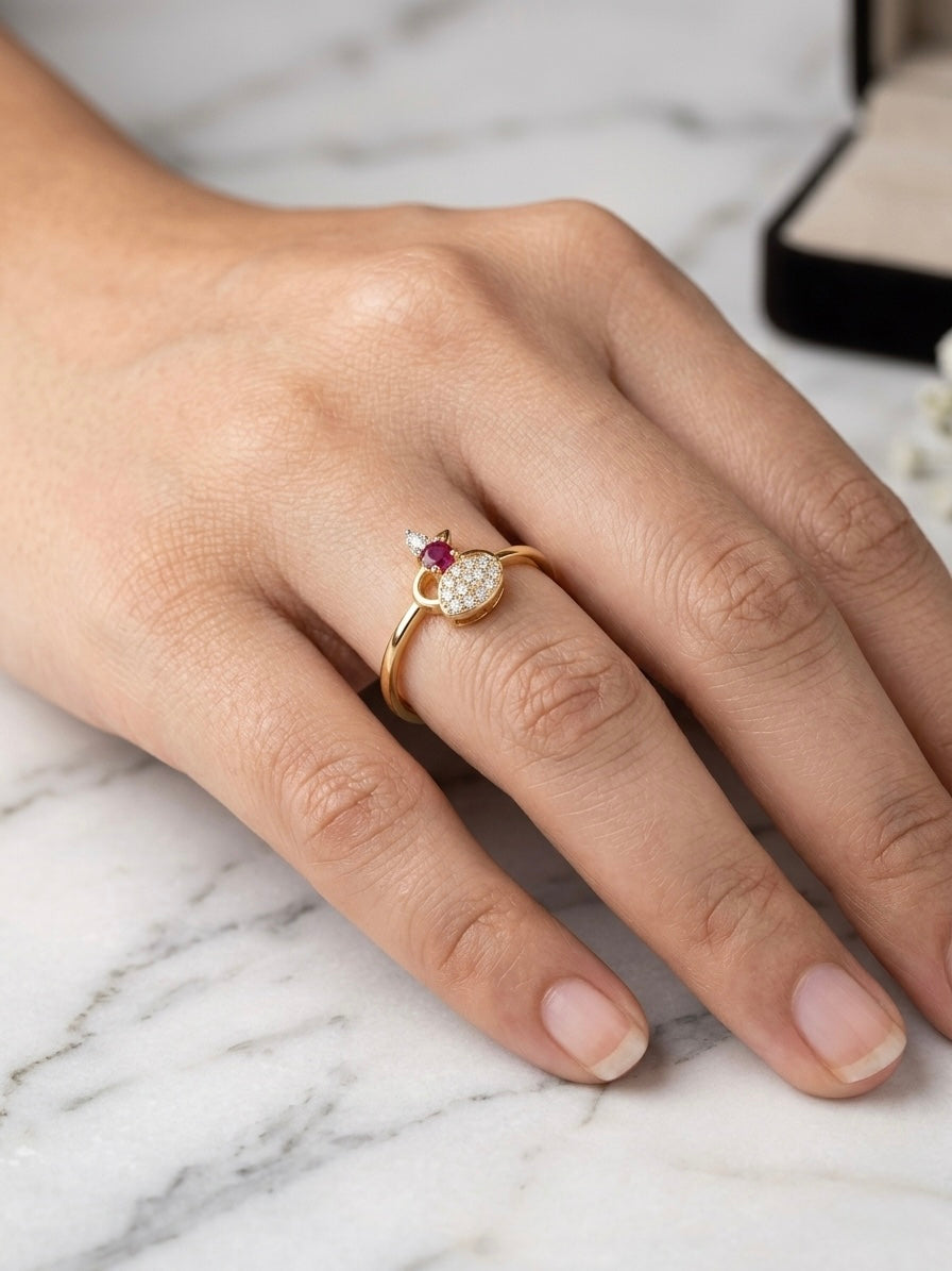 Exquisite gold pavé cluster ring.