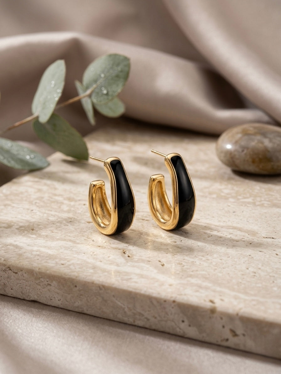 Modern gold and black hoops.