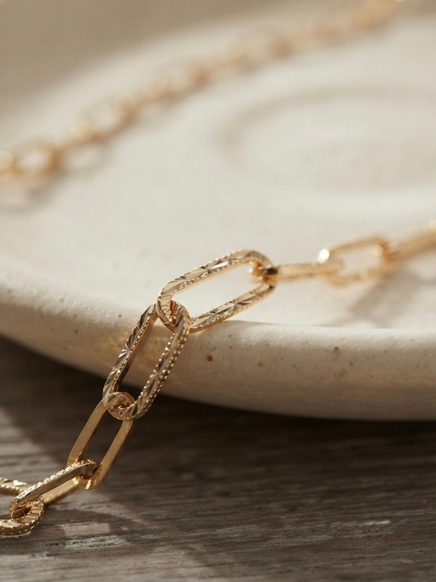 Timeless Textured Link Gold-Tone Necklace