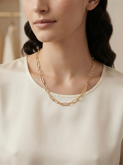 Timeless Textured Link Gold-Tone Necklace
