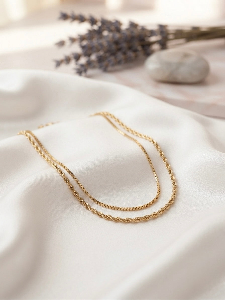 Elegant Dual-Texture Layered Gold-Tone Necklace