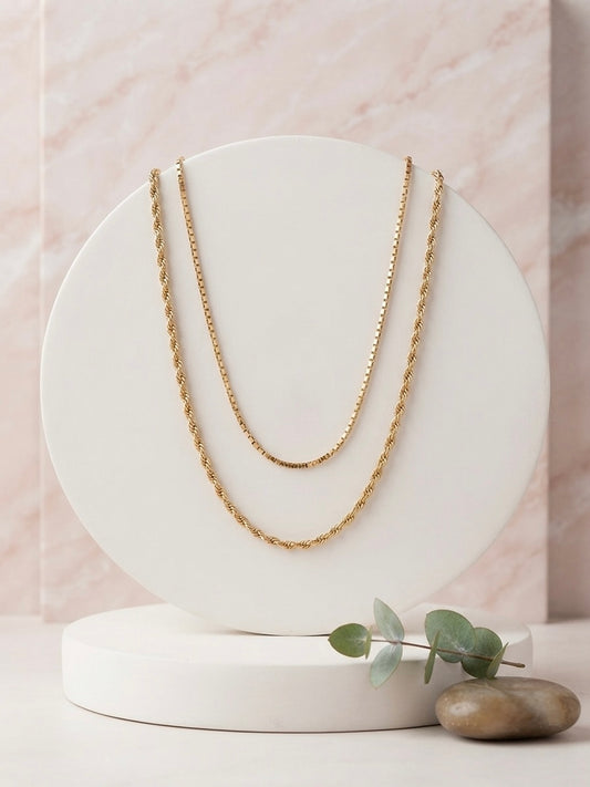 Elegant Dual-Texture Layered Gold-Tone Necklace