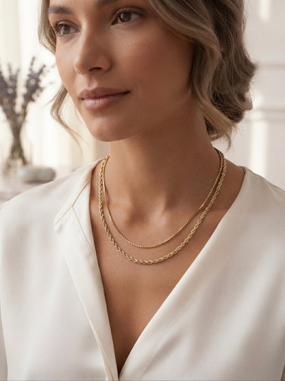 Elegant Dual-Texture Layered Gold-Tone Necklace