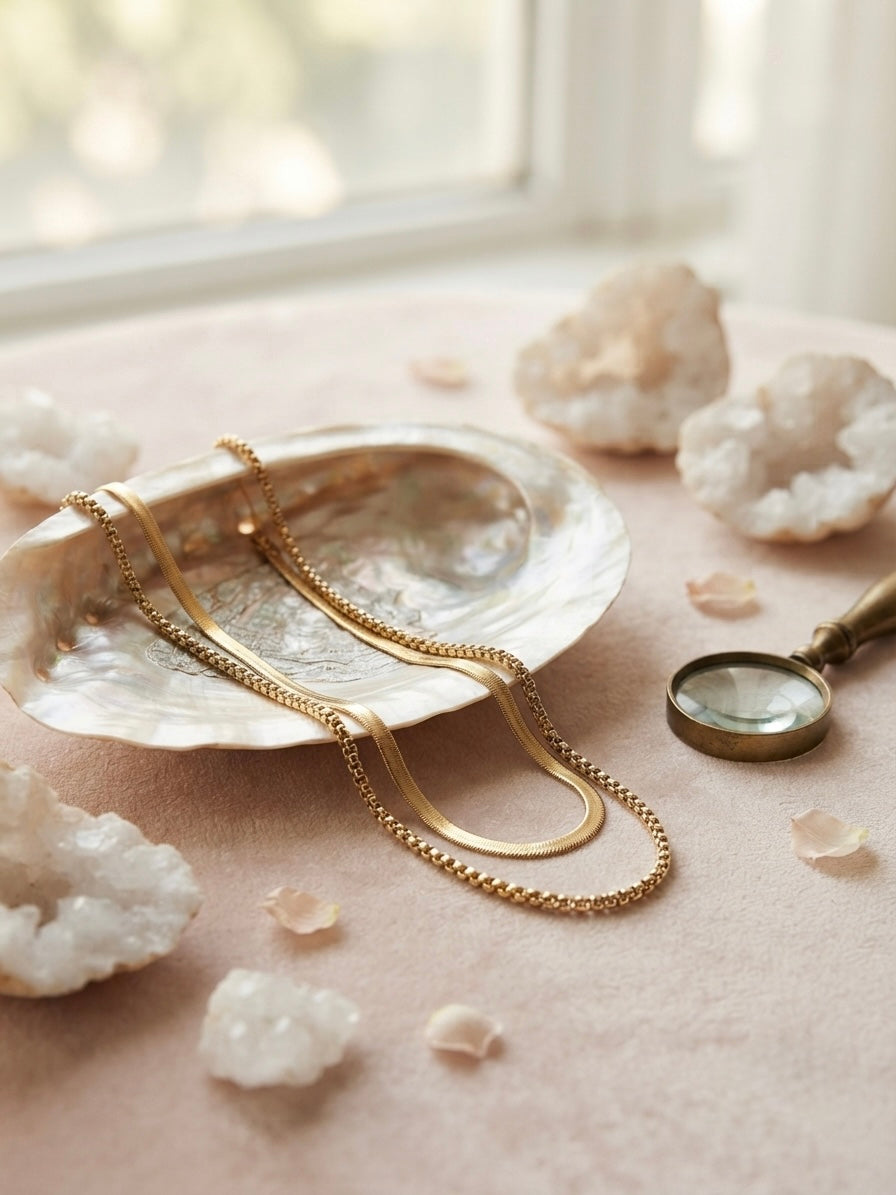 Elegant Dual-Texture Layered Gold-Tone Necklace