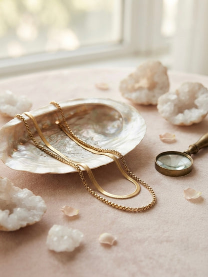 Elegant Dual-Texture Layered Gold-Tone Necklace