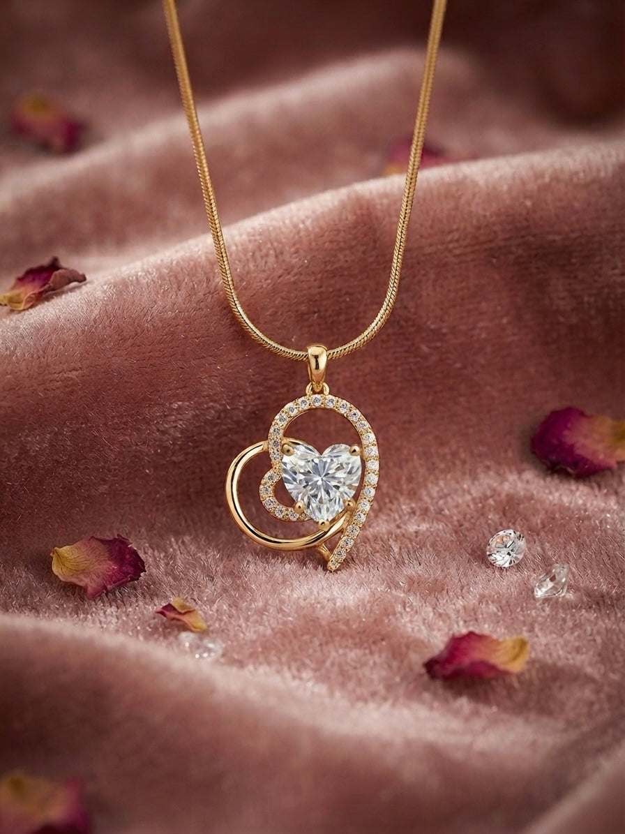 Timeless Heart-Within-A-Heart Crystal Pendant