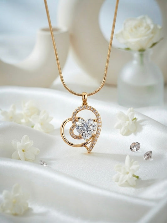 Timeless Heart-Within-A-Heart Crystal Pendant