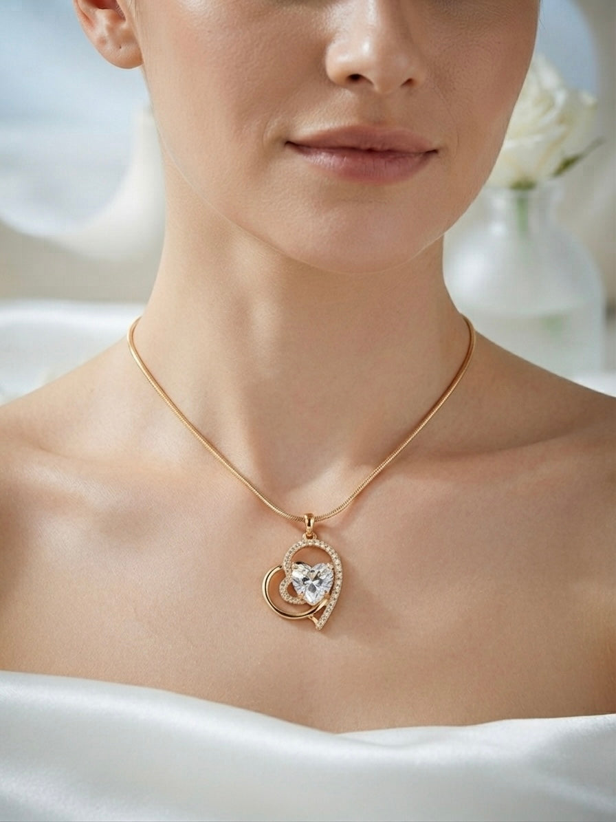 Timeless Heart-Within-A-Heart Crystal Pendant