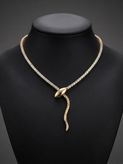 Luxurious Sculptural Serpent Tennis Necklace