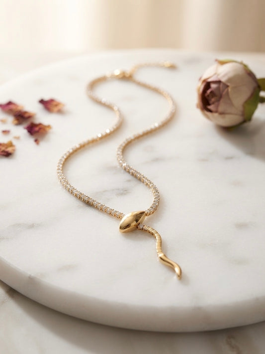Luxurious Sculptural Serpent Tennis Necklace