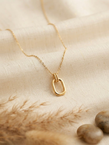 Minimalist Polished Oval Pendant Necklace