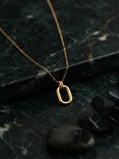 Minimalist Polished Oval Pendant Necklace