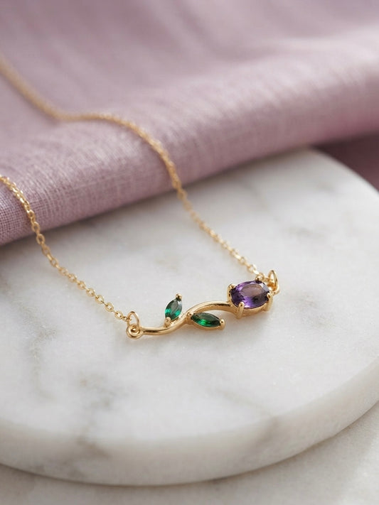 Delicate gold floral gemstone necklace