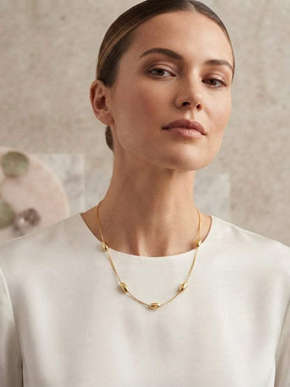 Minimalist Gold Bead Station Necklace