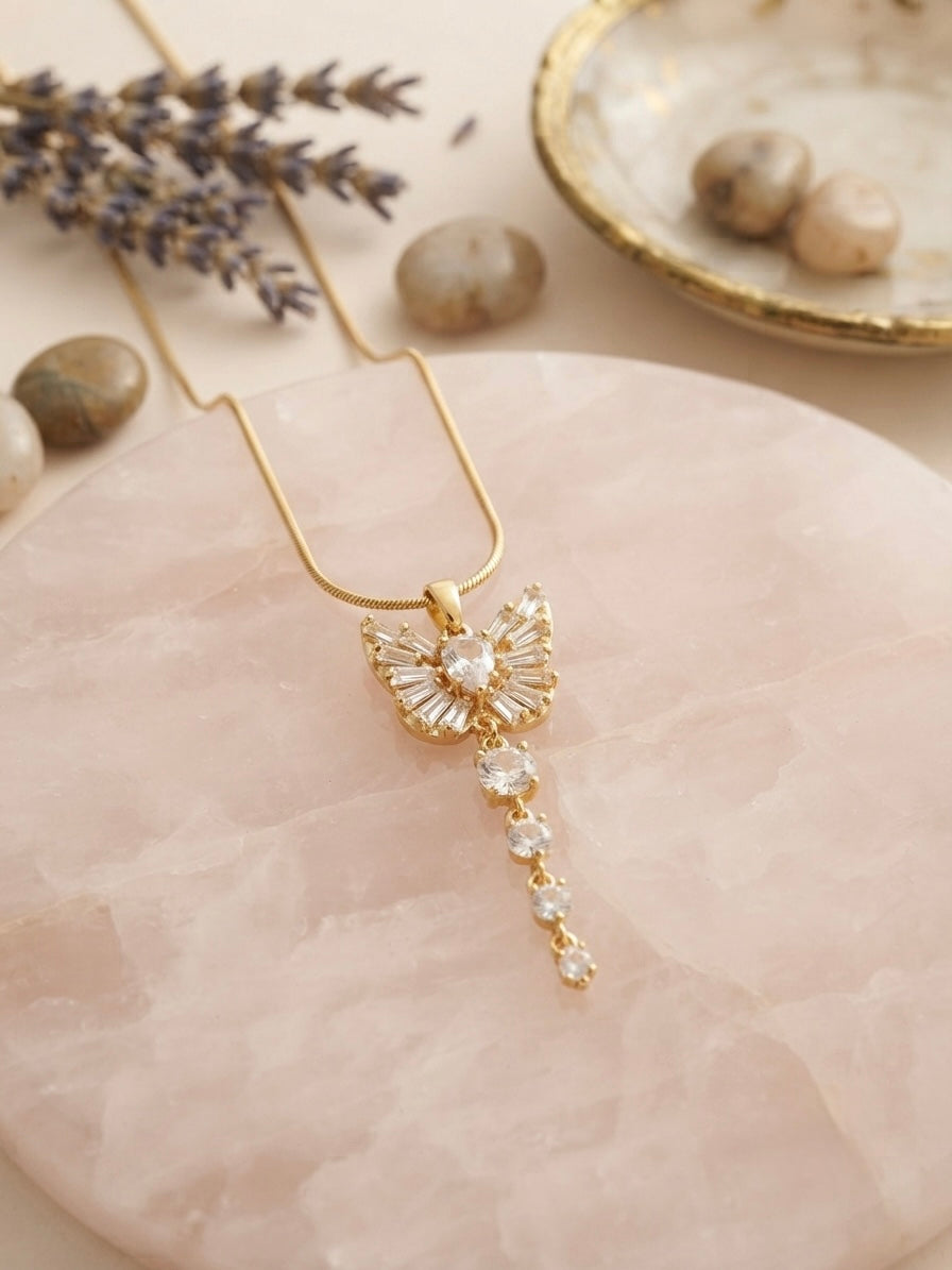 Radiant Butterfly Crystal Drop Necklace